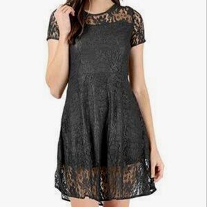 Women's Black Lace Lined Cocktail Party Dress